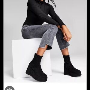 Wild Pair Black Wedge Boots